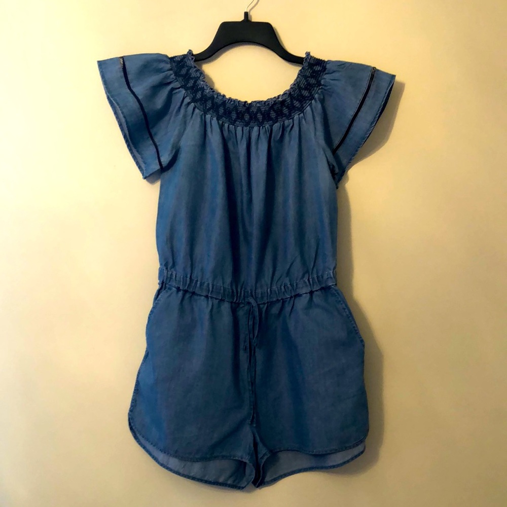 Blue Jean Romper by Love Tree.